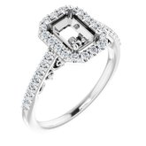 Platinum 7x5 mm Emerald 3/8 CTW Semi-Set Engagement Ring